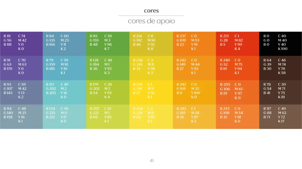 Paleta de cores / cores institucionais 