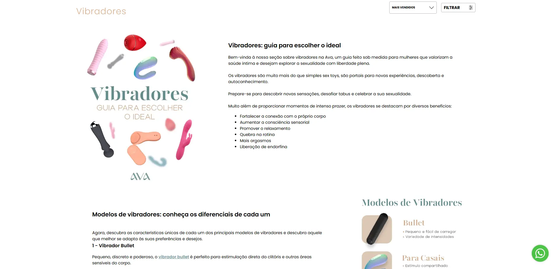 Conteúdo otimizado em páginas de produtos e categorias