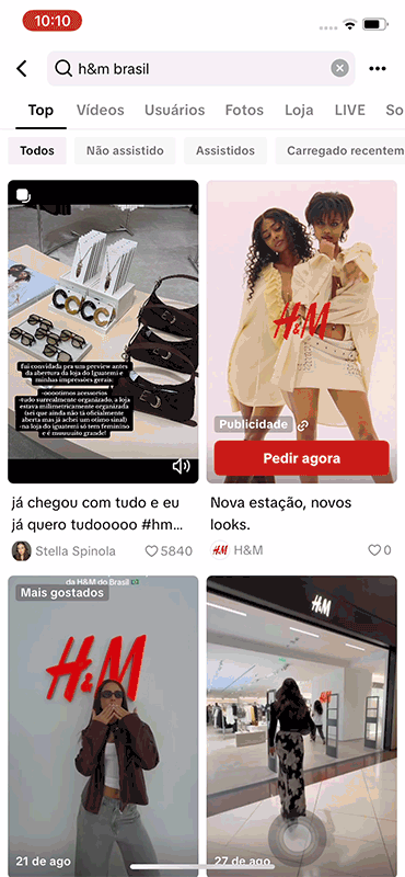 Exemplo de busca por produto