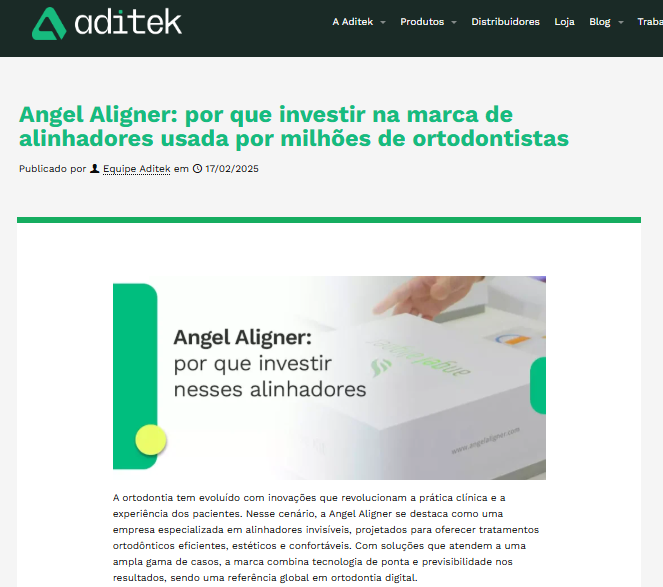 Exemplo de blog da Angel Aligner (Aditek)