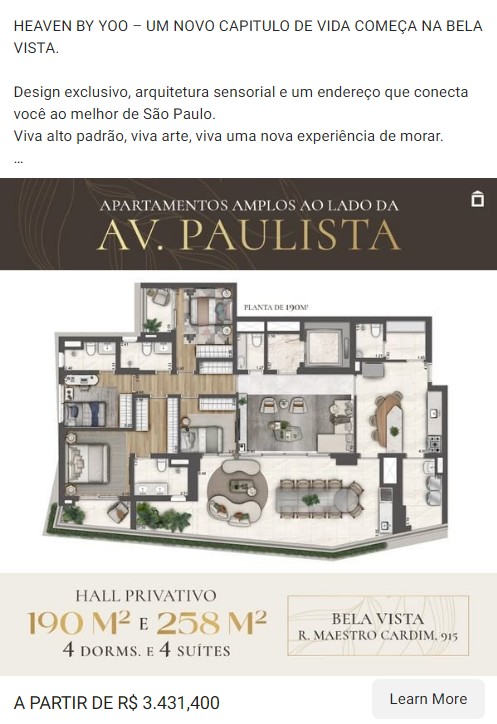 Exemplo de anúncio Meta ADS.